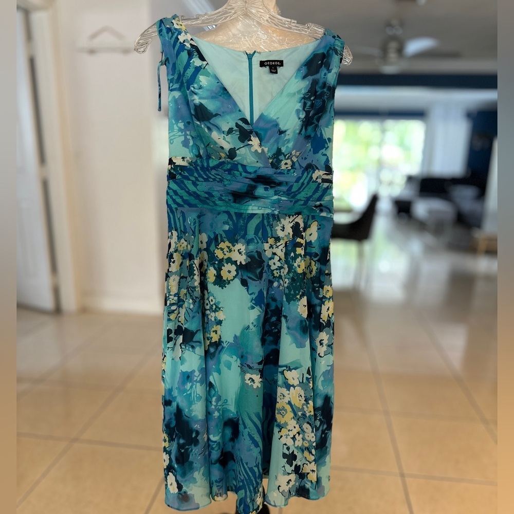 George Blue Sleeveless V-Neck Sundress